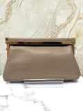 Greige Clutch Bag With Gold Detail - Comes With Shoulder Chain