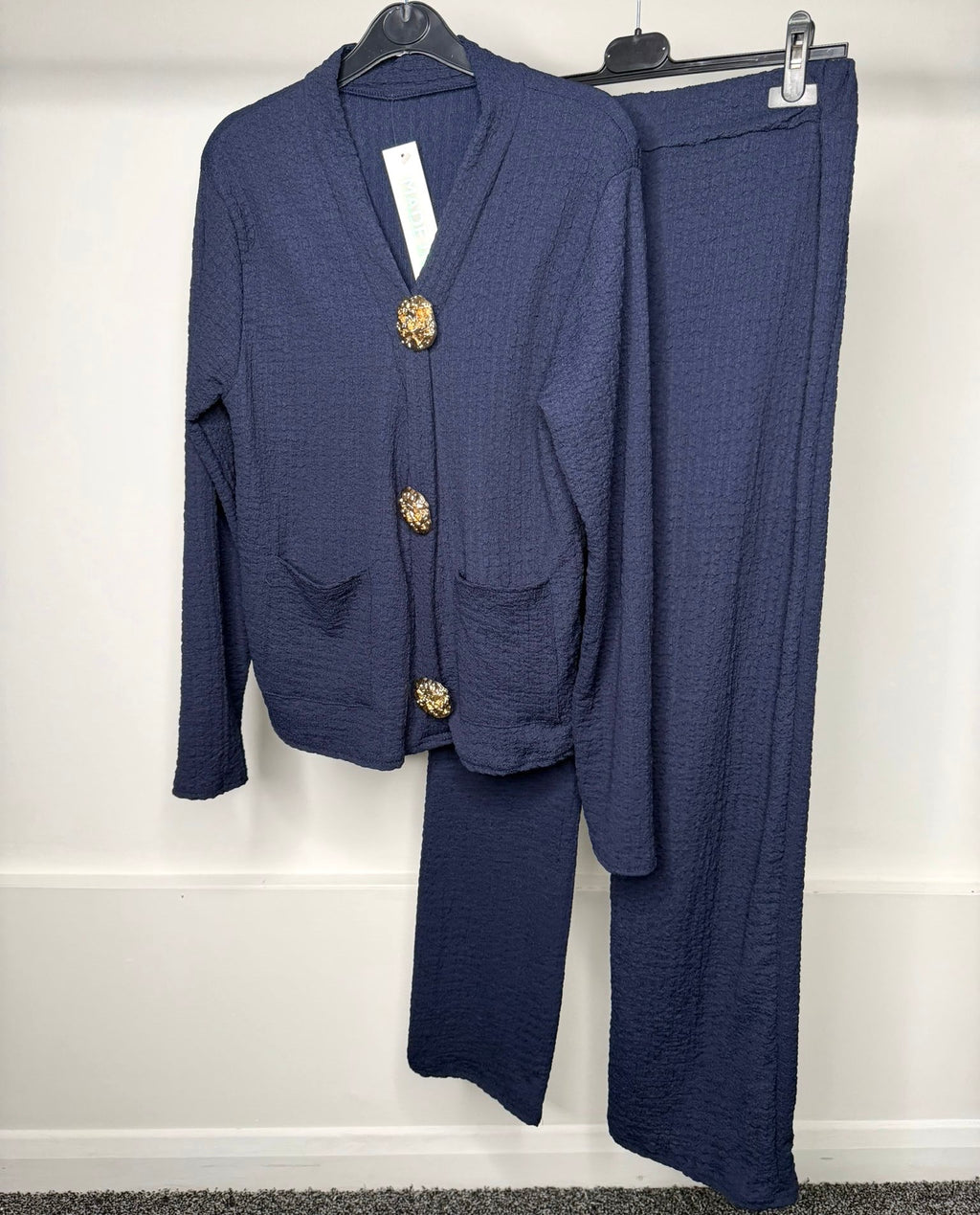 Crinkle Cheesecloth Gold Button Detail Co Ord