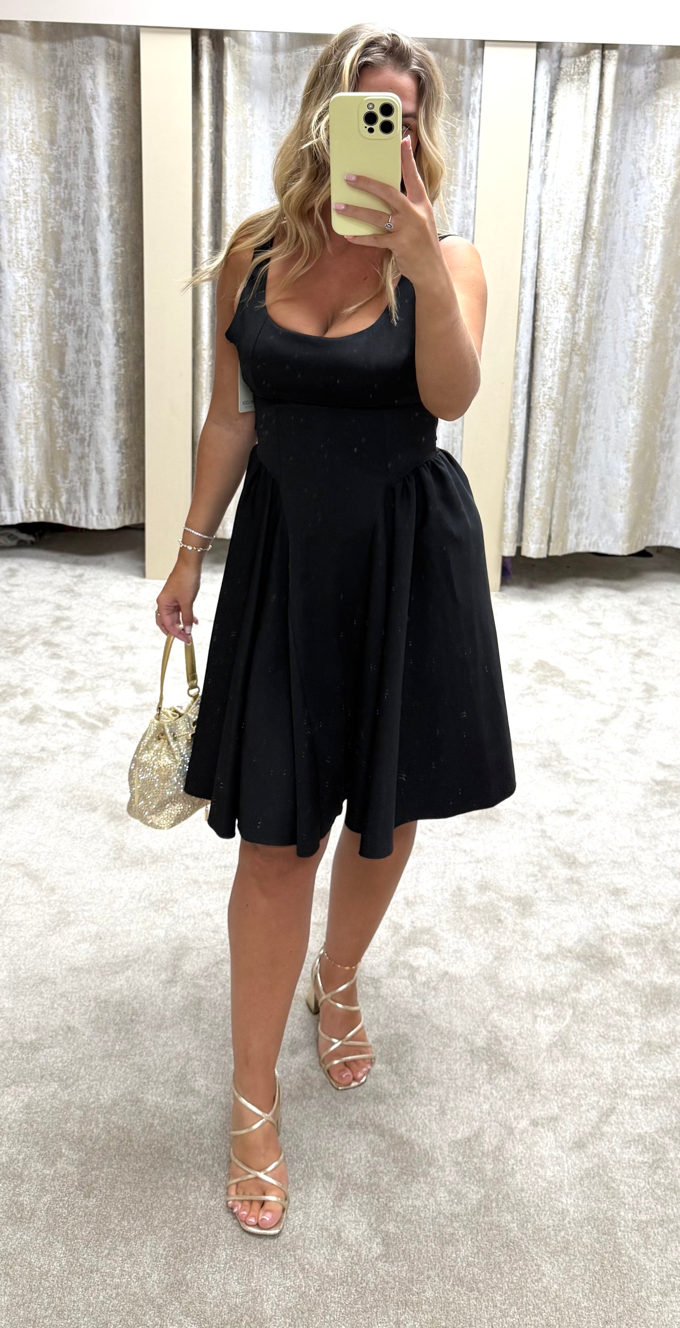 Fit & Flare Drop Waist Dress With Back Bow Detail