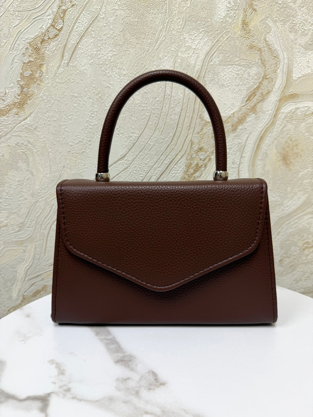 Top Handle Envelope Bag - Chocolate Brown