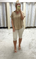Linen & Cotton Blend Oversized Shirt With Metallic Gold Thread Detail