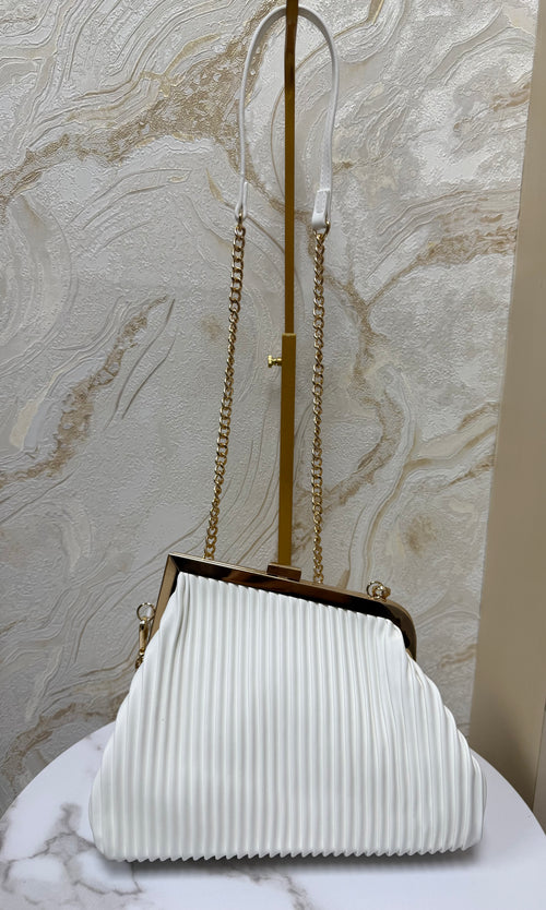 Boujee Asymmetrical Soft Ribbed Bag - White