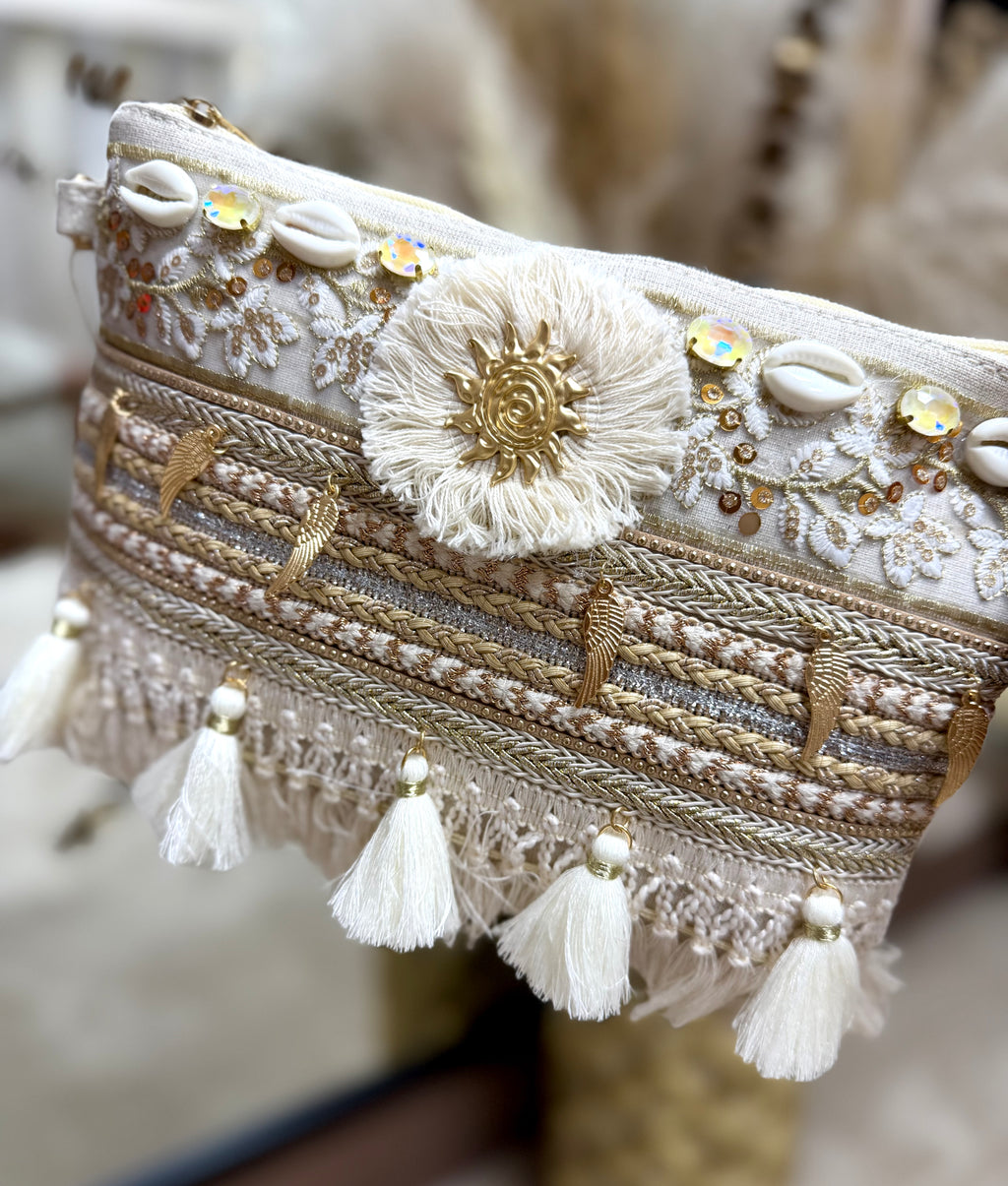 Embellished Boho Clutch Bag - Sunshine
