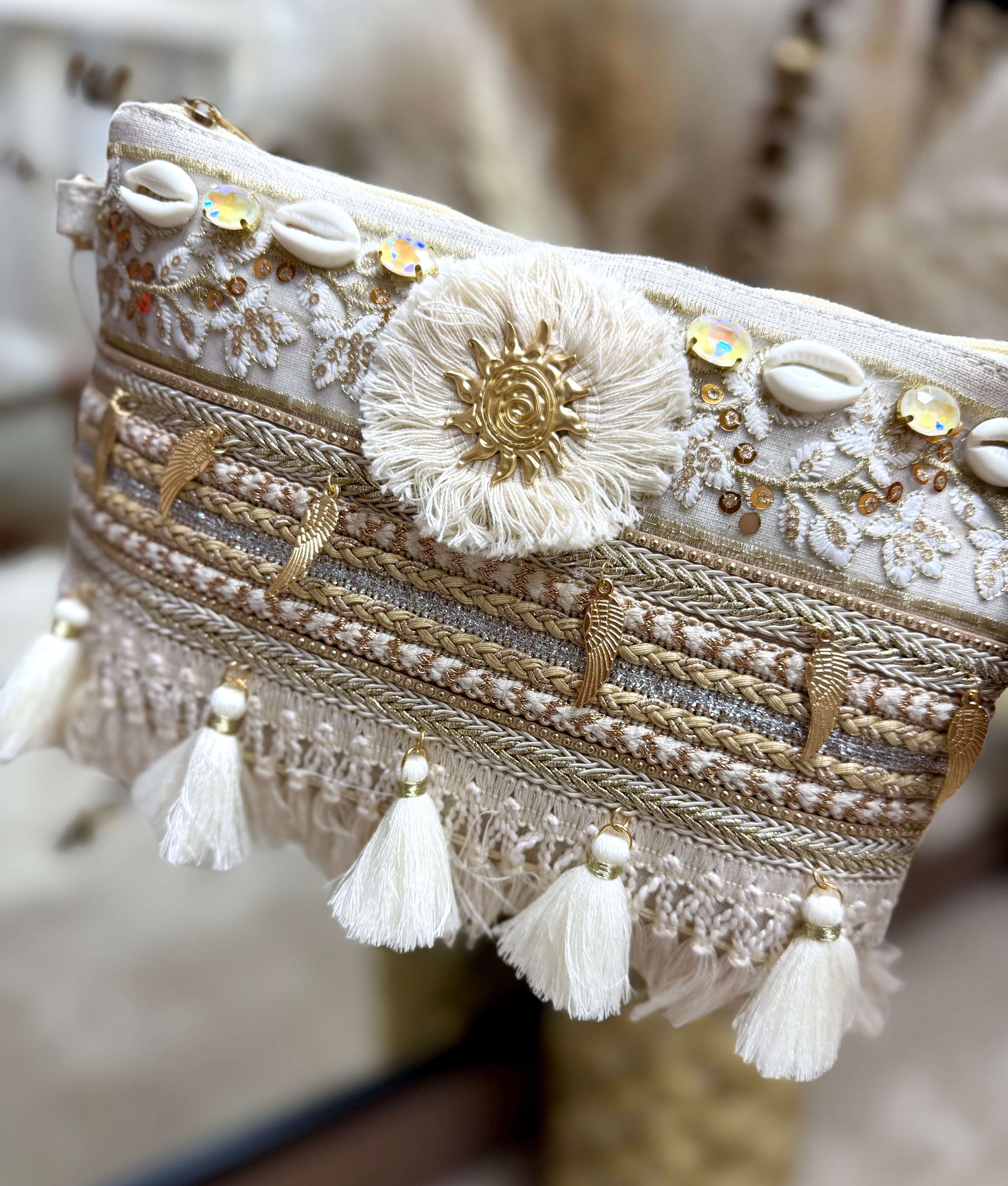Embellished Boho Clutch Bag - Sunshine