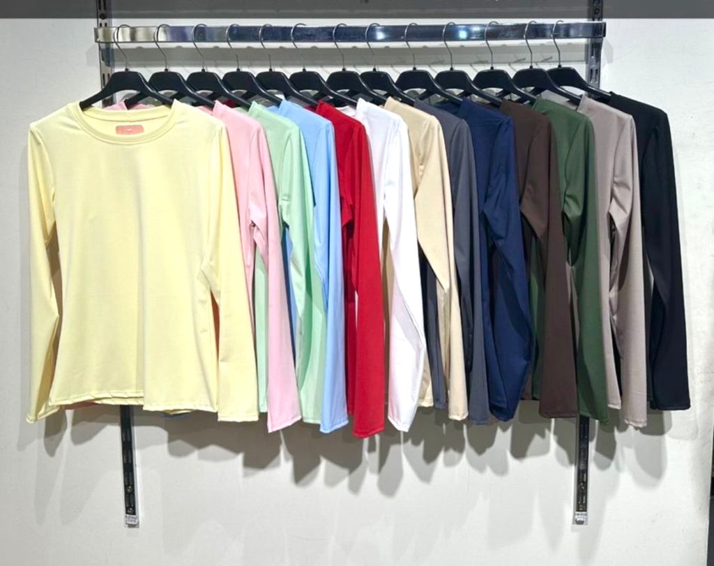 Double Layer Round Neck Slinky Long Sleeve Tops