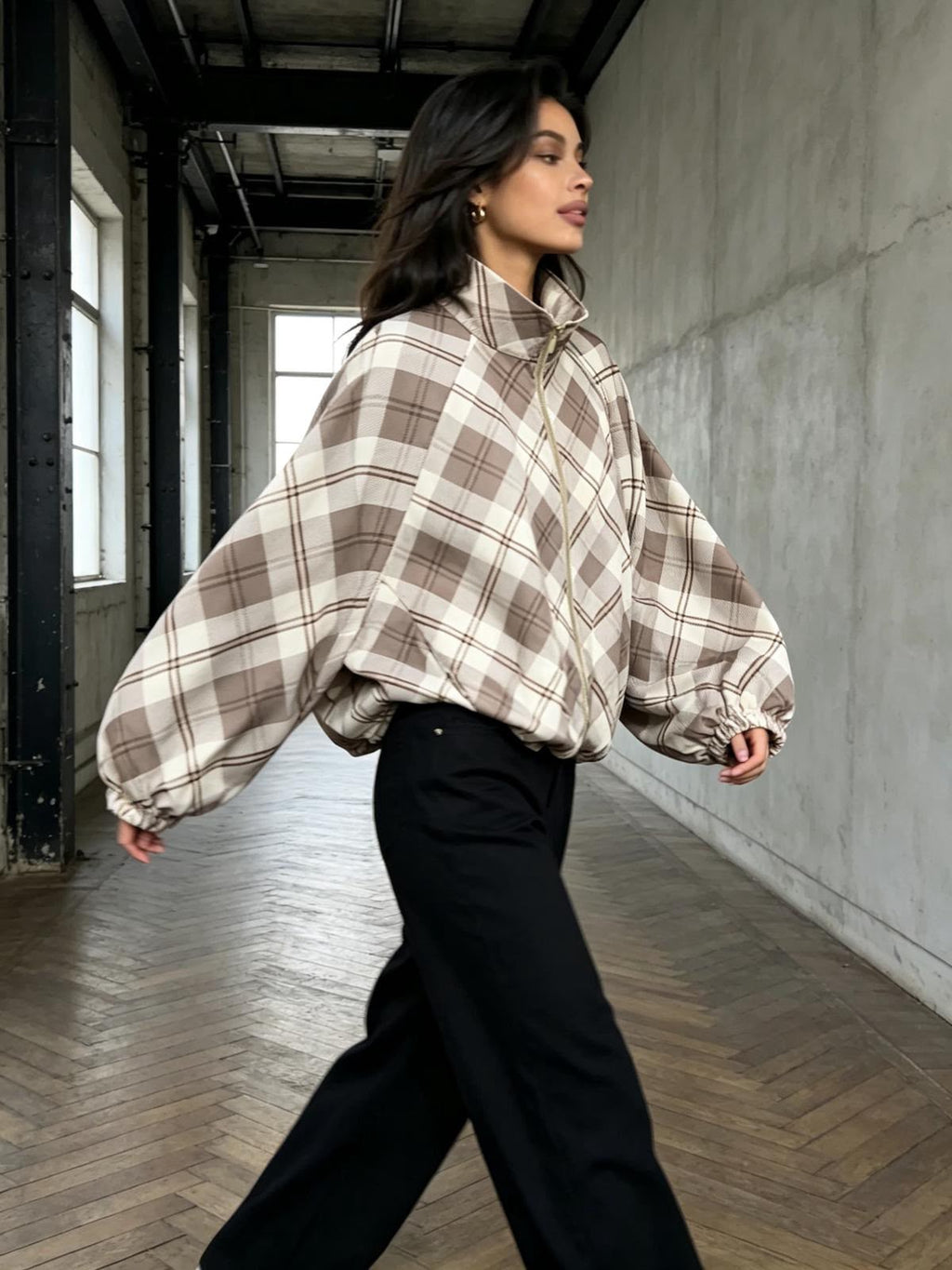 Burberry Inspired Elasticated Bubble Hem Windbreaker Jacket