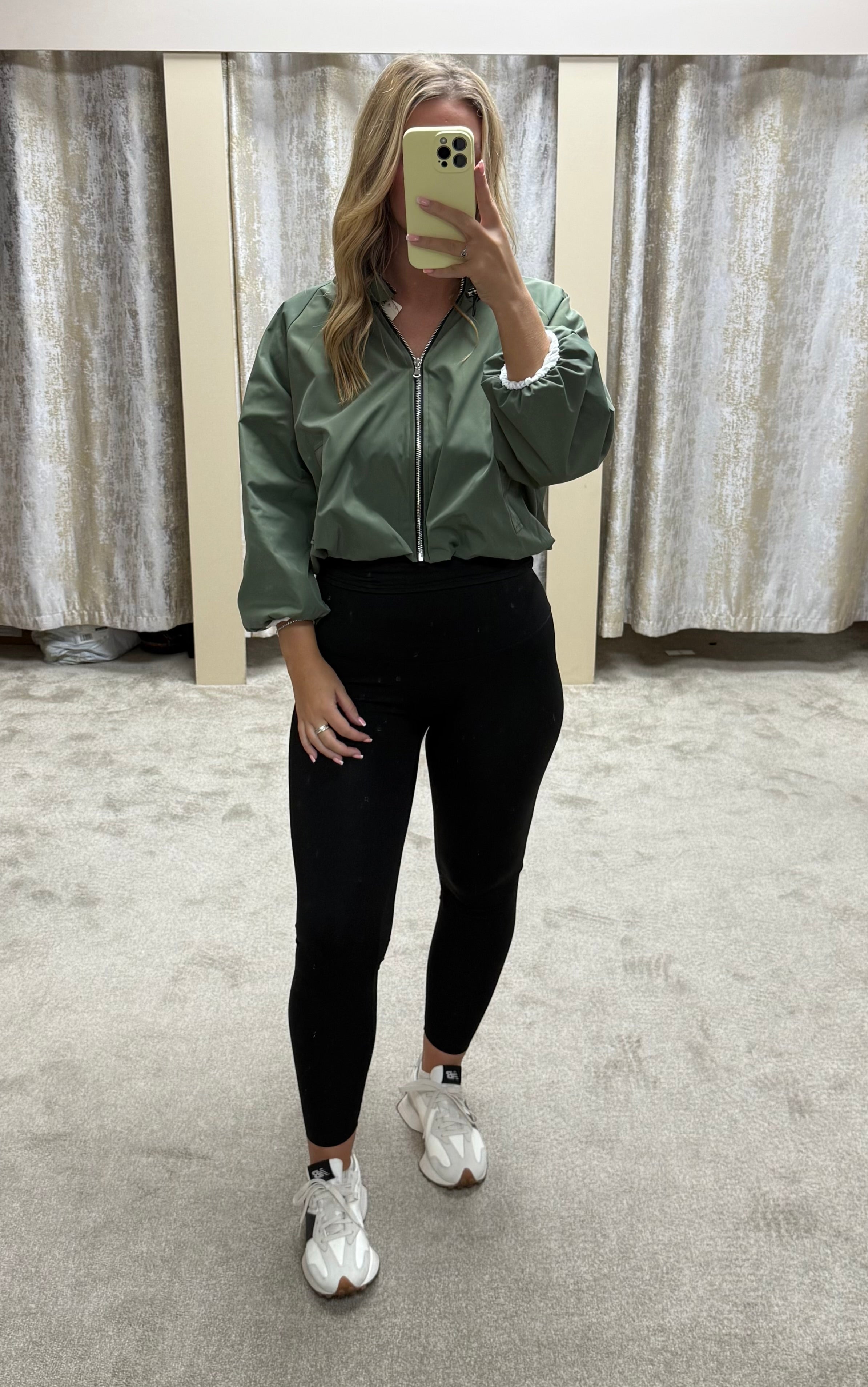 Ruched Collar Detail Waist Cinching Elasticated Zip Up Jacket