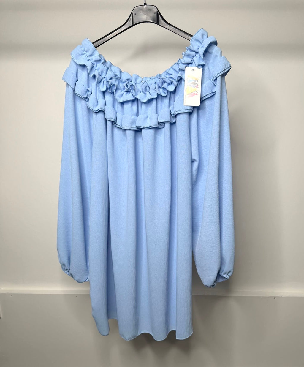 PLUS SIZE - Ruffle Neckline Detail Elasticated Blouse