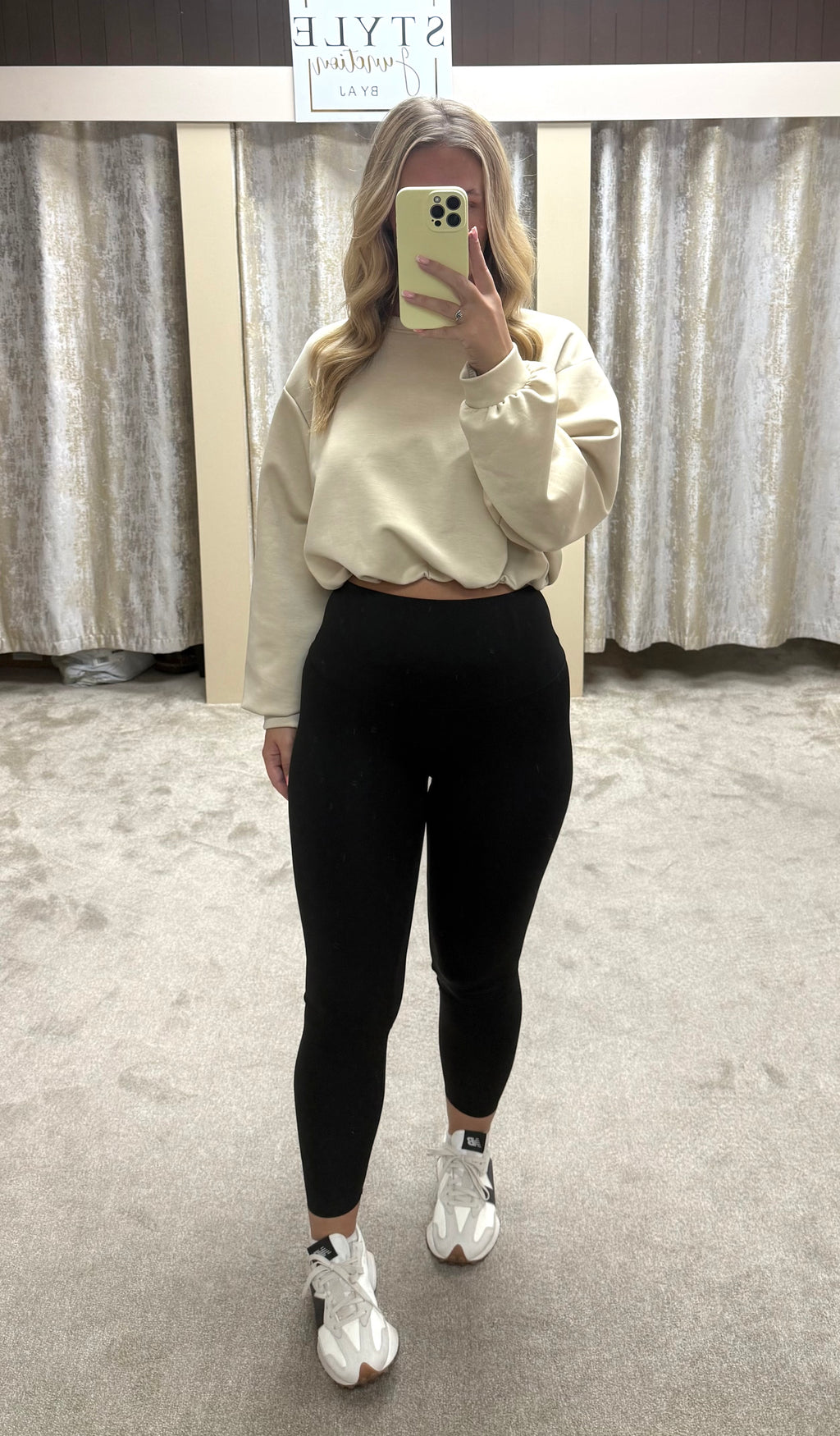 Long Sleeve Bubble Hem Elasticated Cropped Scuba Top