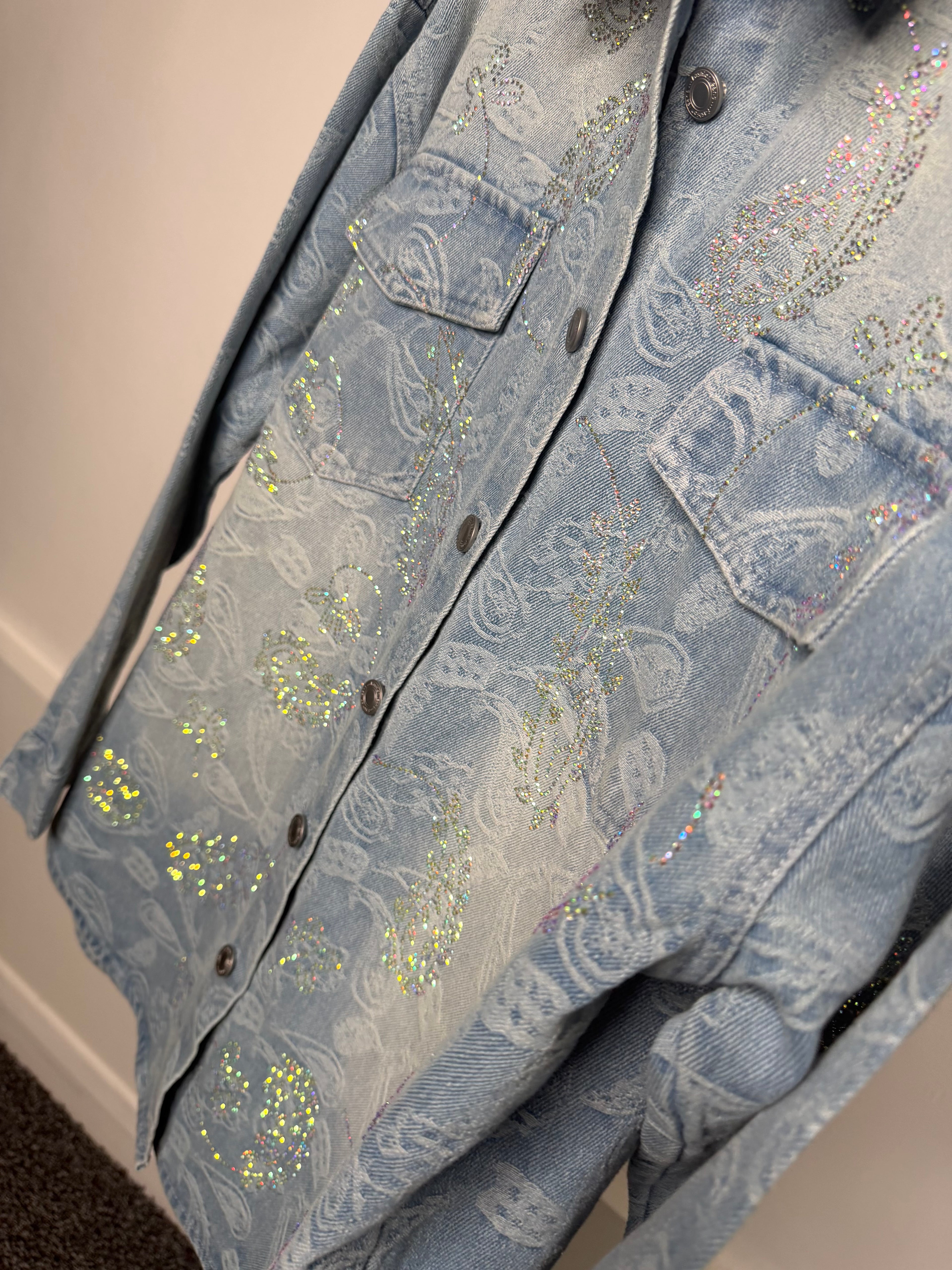 LUXE Oversized Diamanté Denim Jacket