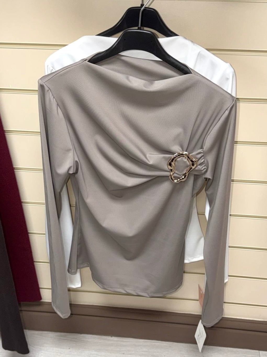 Gold Buckle Ruched Detail Top