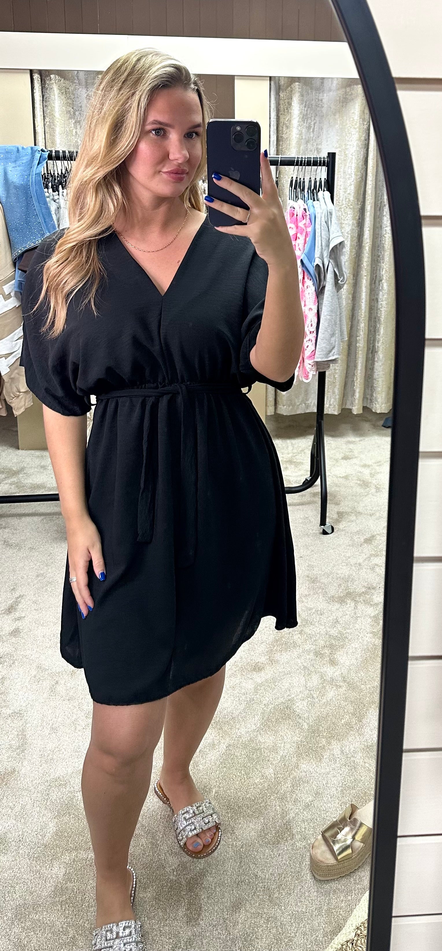 Angel Sleeve Elasticated Tie Waist Dress