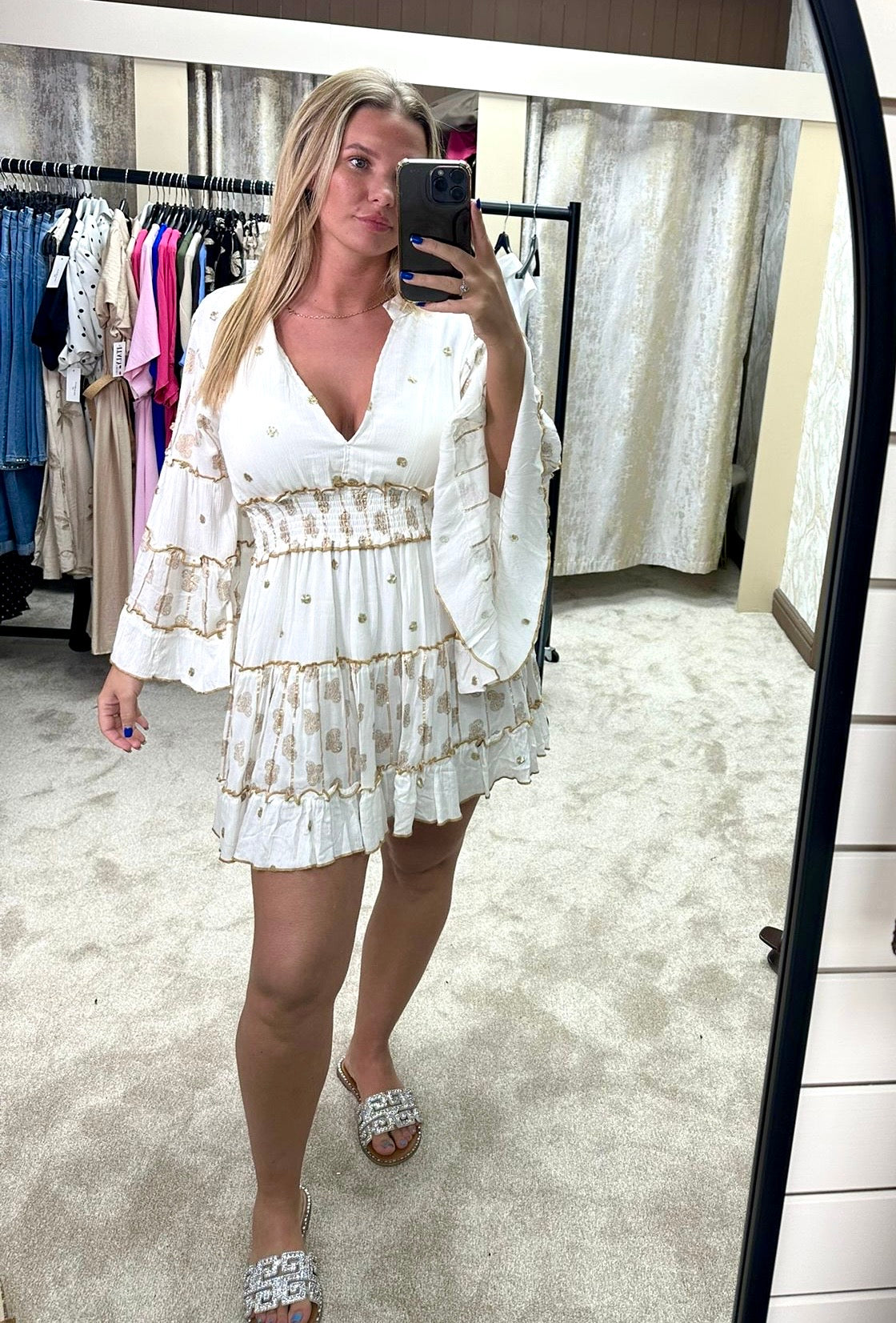 Embellished Bohemian Elasticated Waist Dress