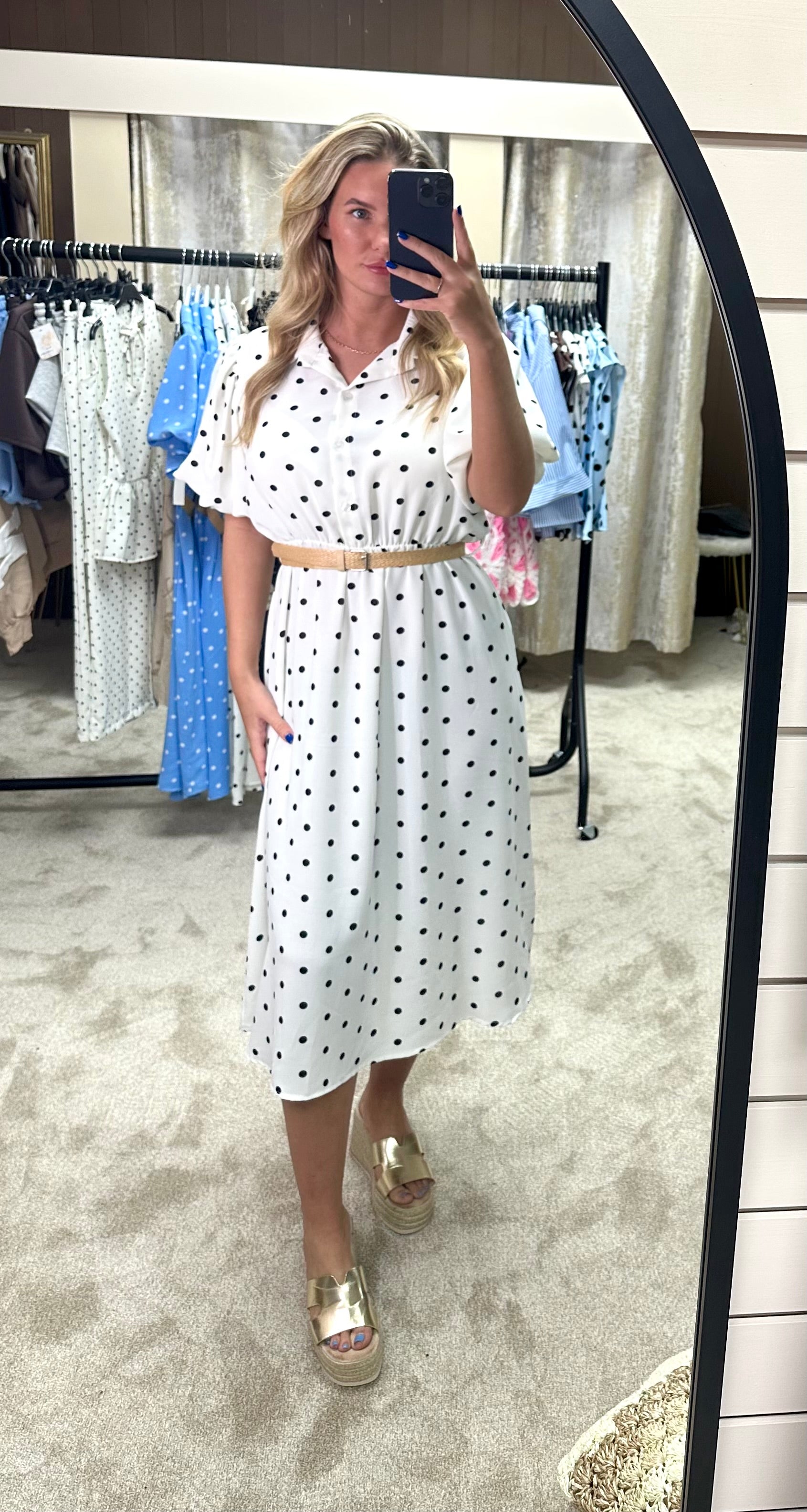 Puff Sleeve Belted Maxi Dress