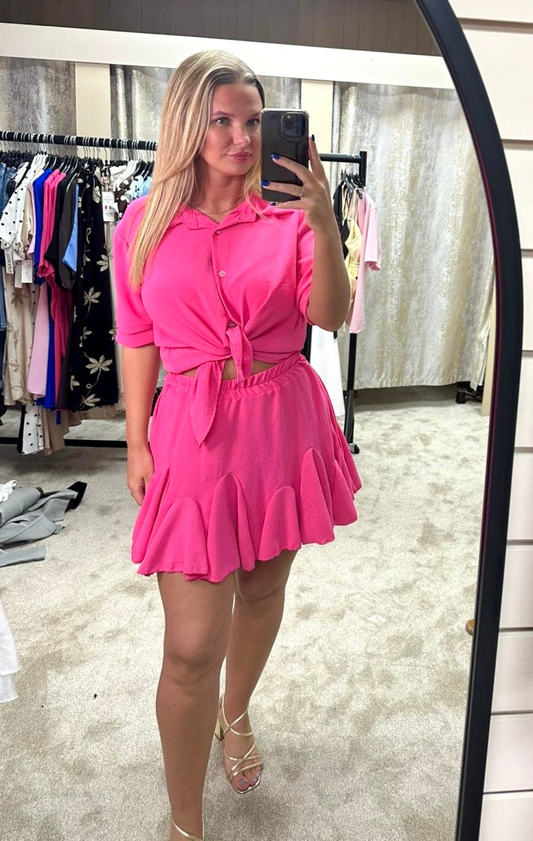 Short Sleeve Shirt & Elasticated Waist Skirt Co-Ord