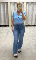 Bow Tie Cropped Shirt