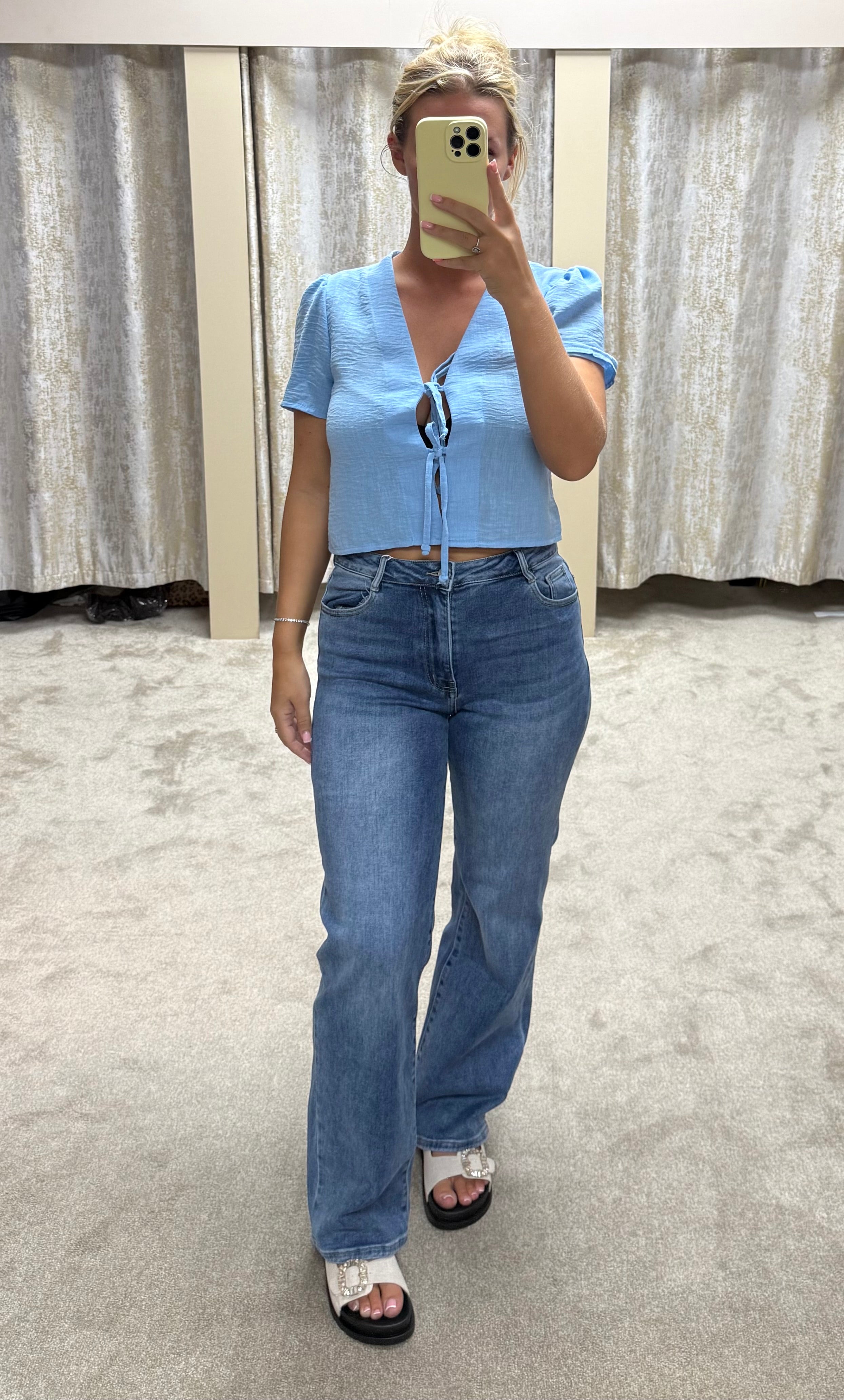 Bow Tie Cropped Shirt