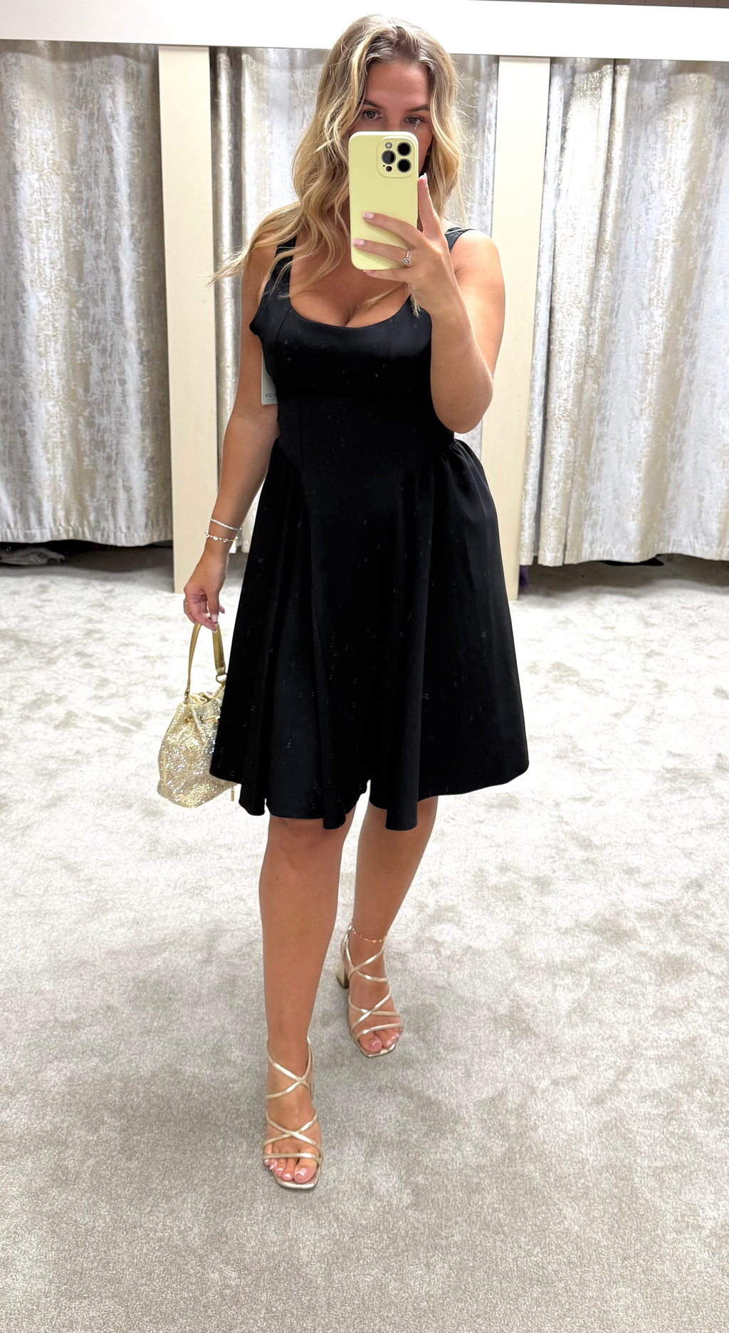 Fit & Flare Drop Waist Dress With Back Bow Detail