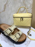 Lemon Quilted Zip Detail Cross Body Bag