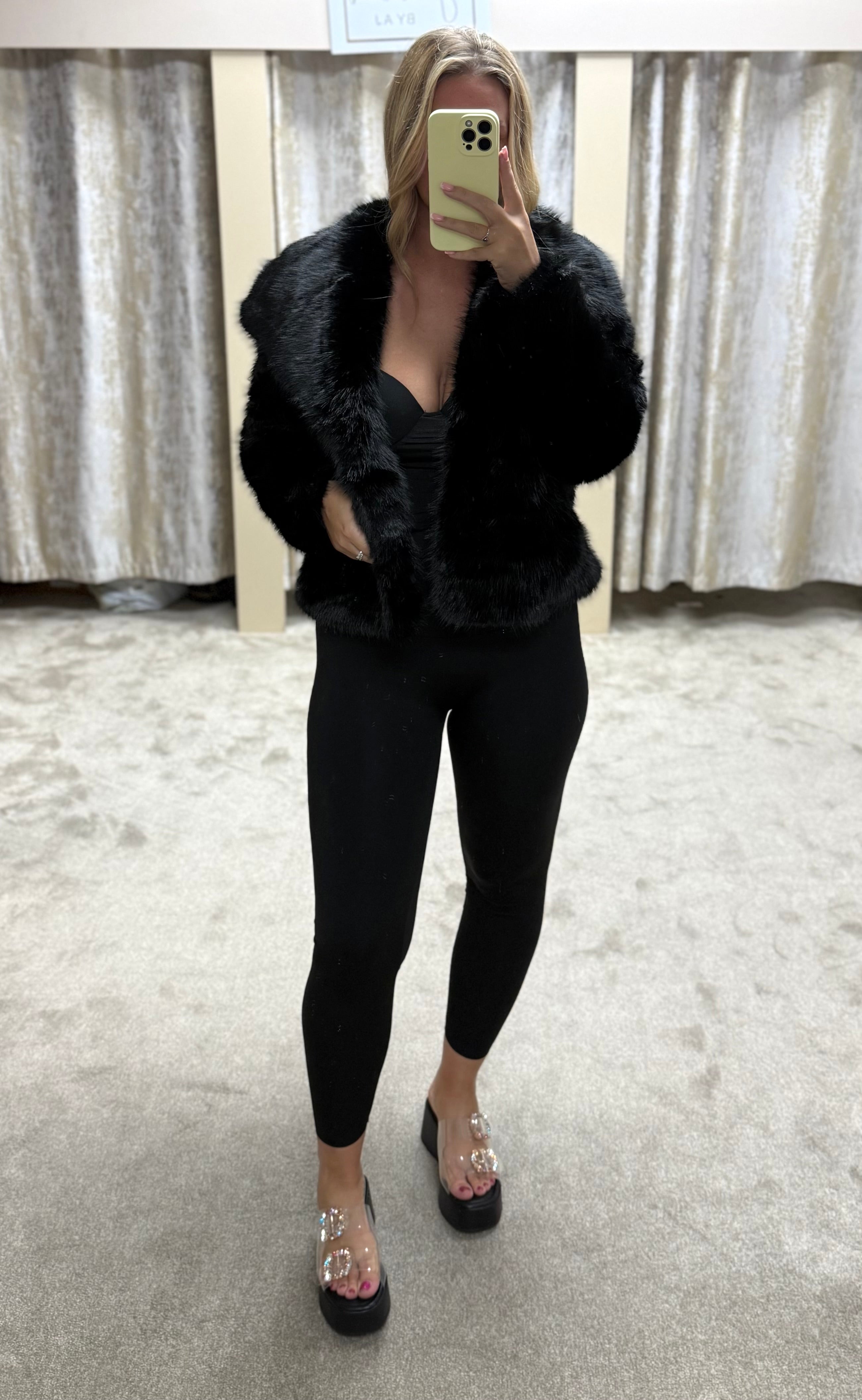 Luxe Faux Fur Jacket - Black
