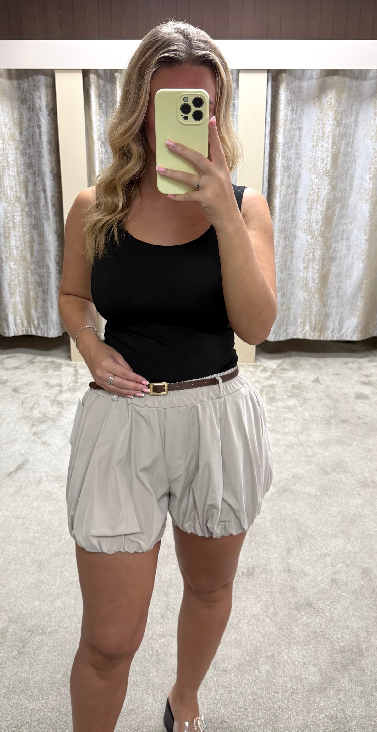 Balloon Hem Elasticated Belted Shorts