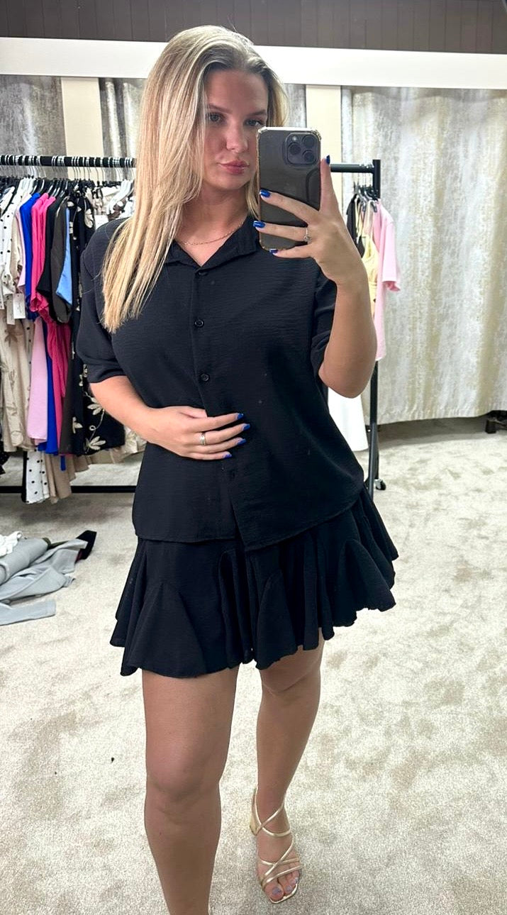 Short Sleeve Shirt & Elasticated Waist Skirt Co-Ord