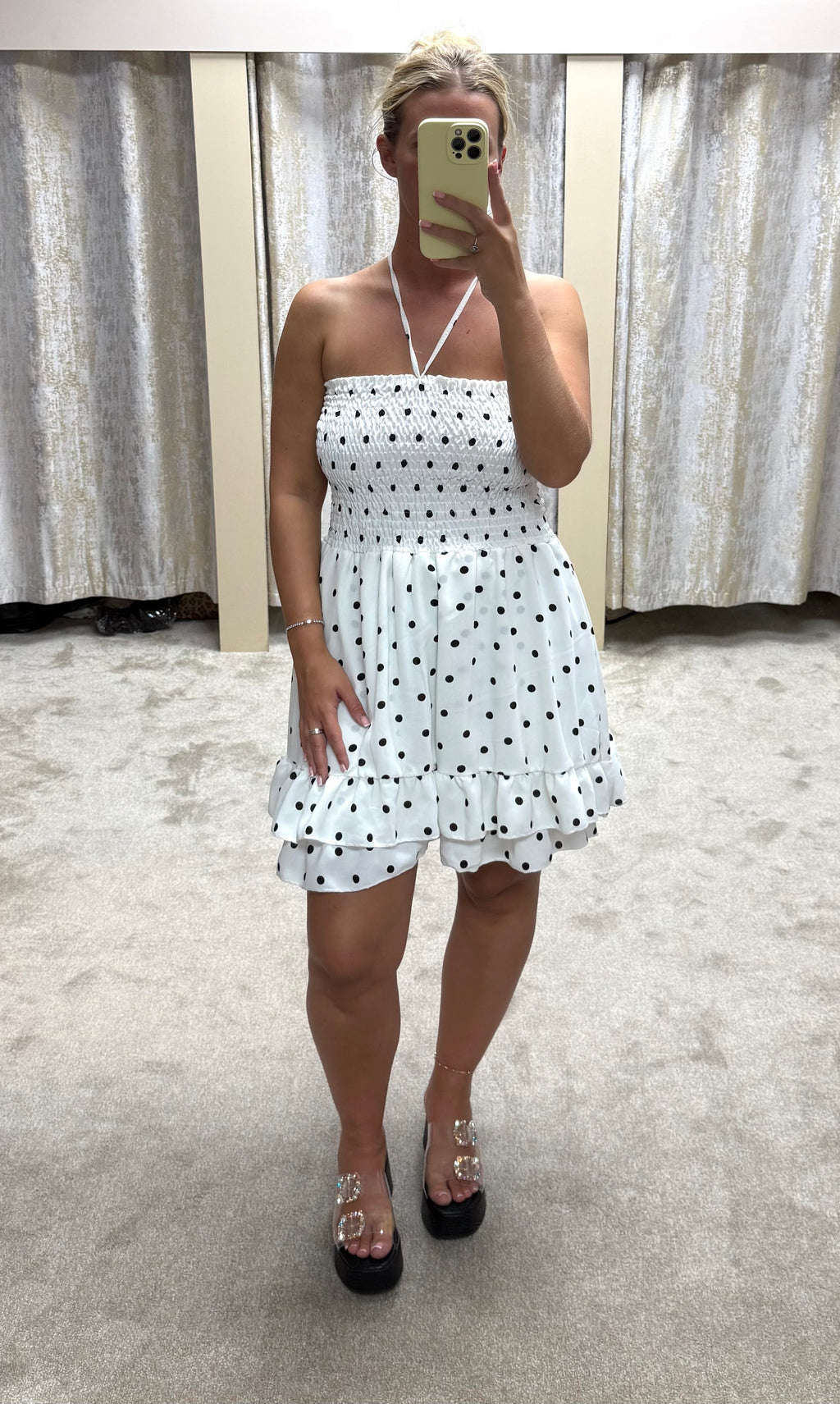 Bandeau Elasticated Tiered Dress With Shorts Underneath