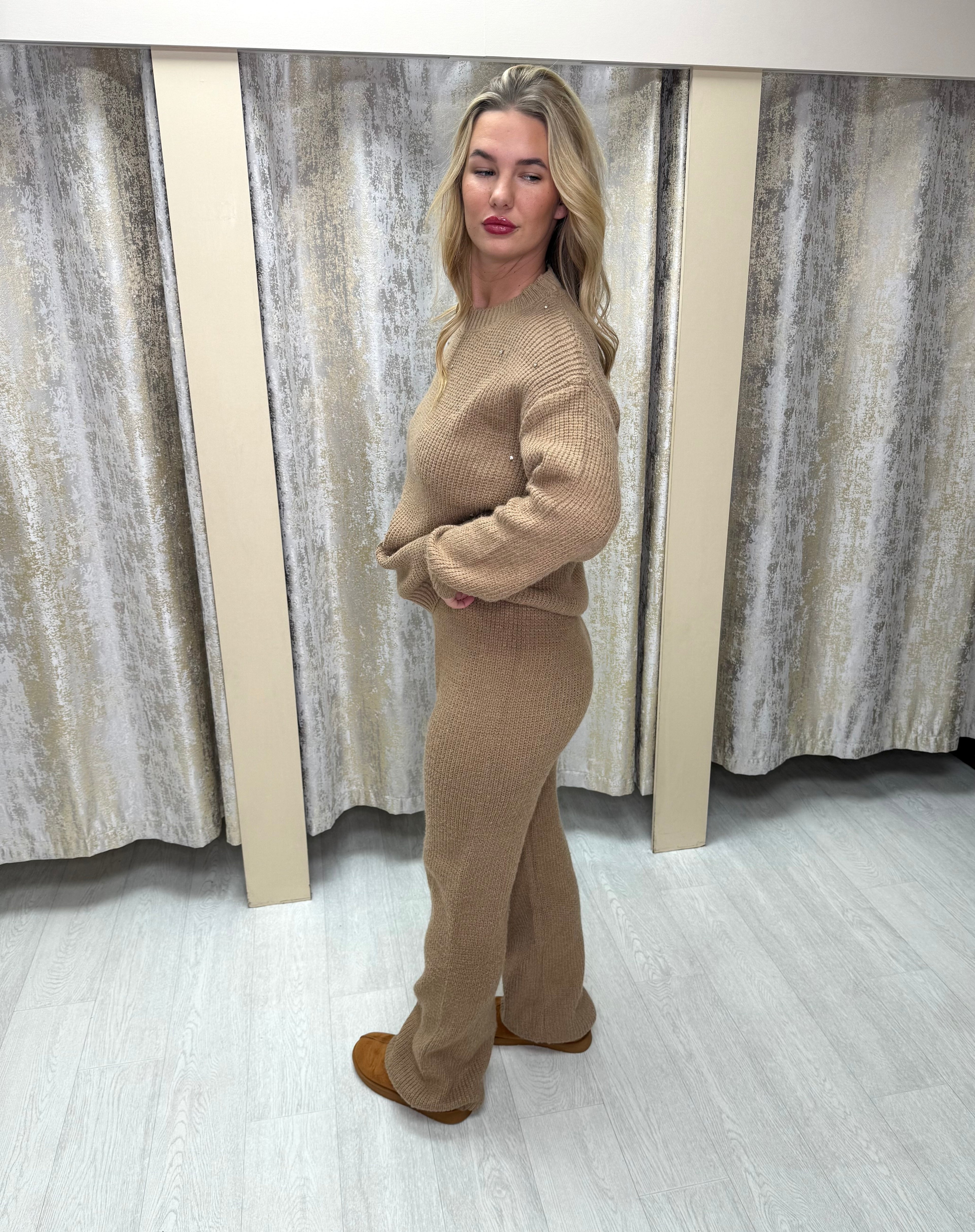 Diamanté Loungewear Set - Caramel