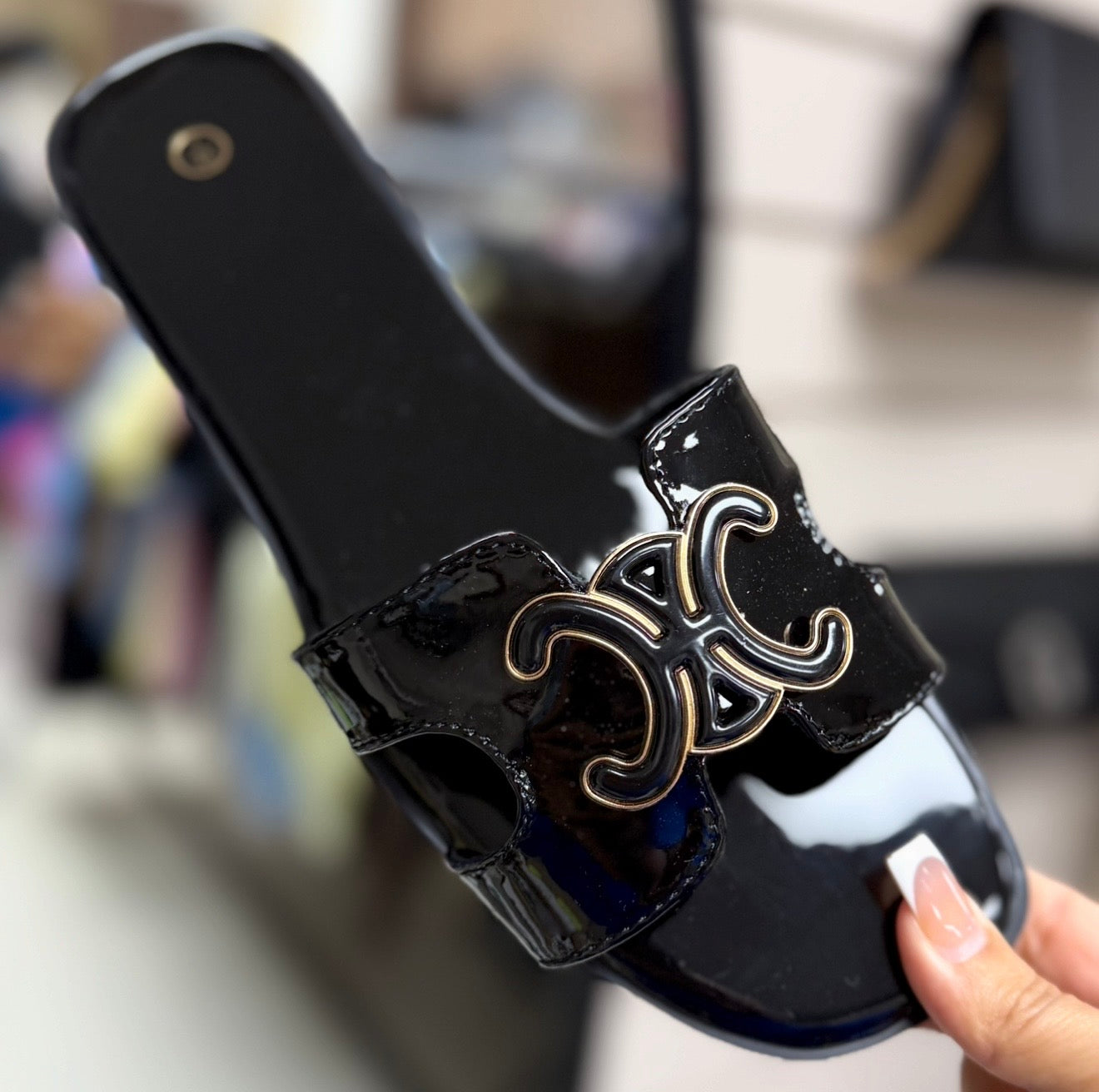 Celine Inspired Sliders - Black