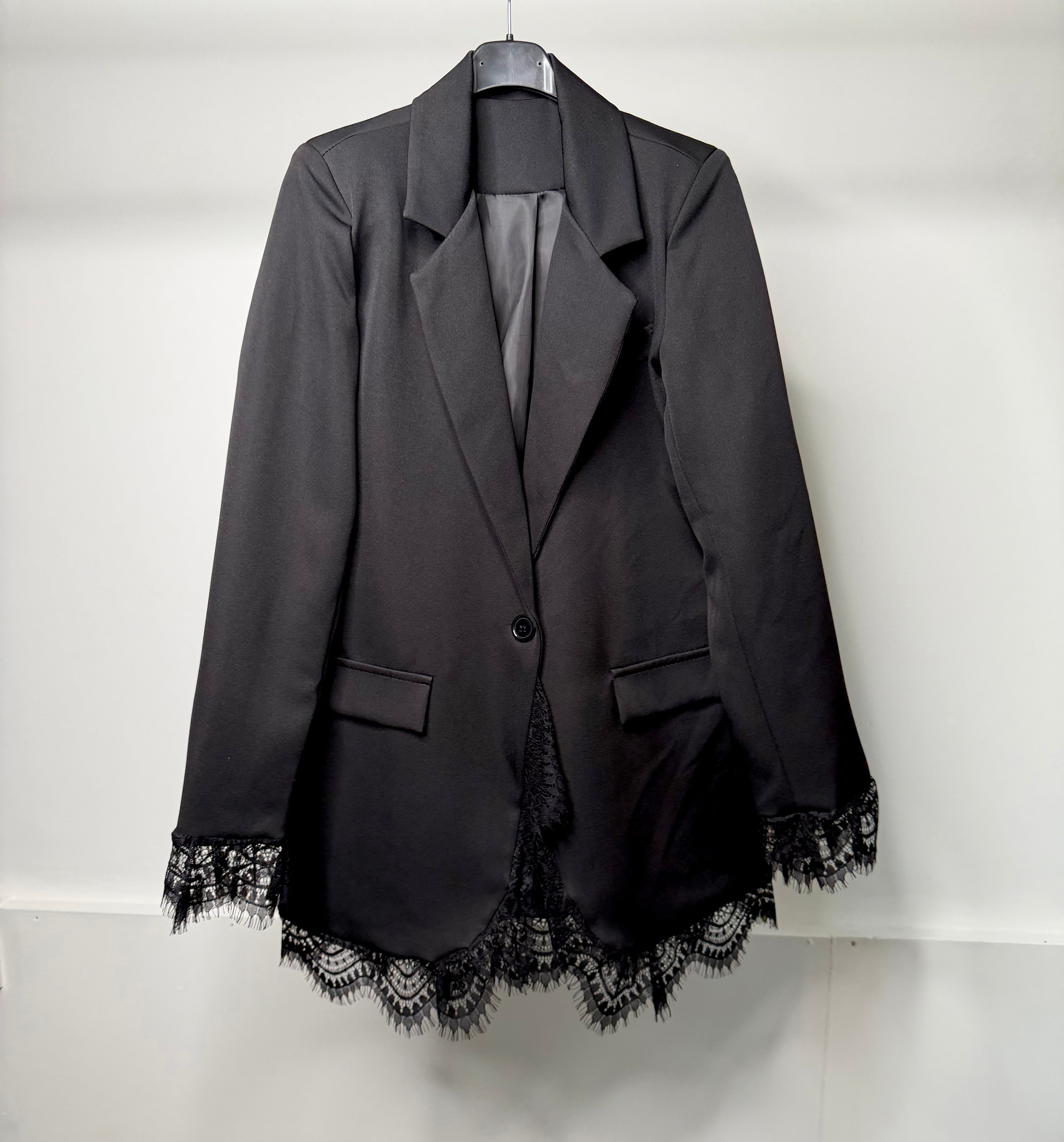 LUXE Waist Cinching Blazer With Lace Detail