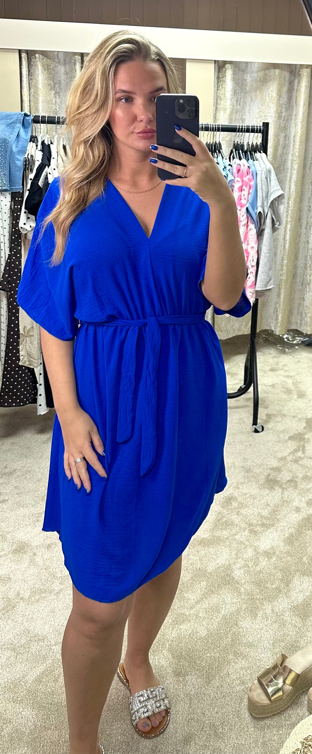 Angel Sleeve Elasticated Tie Waist Dress