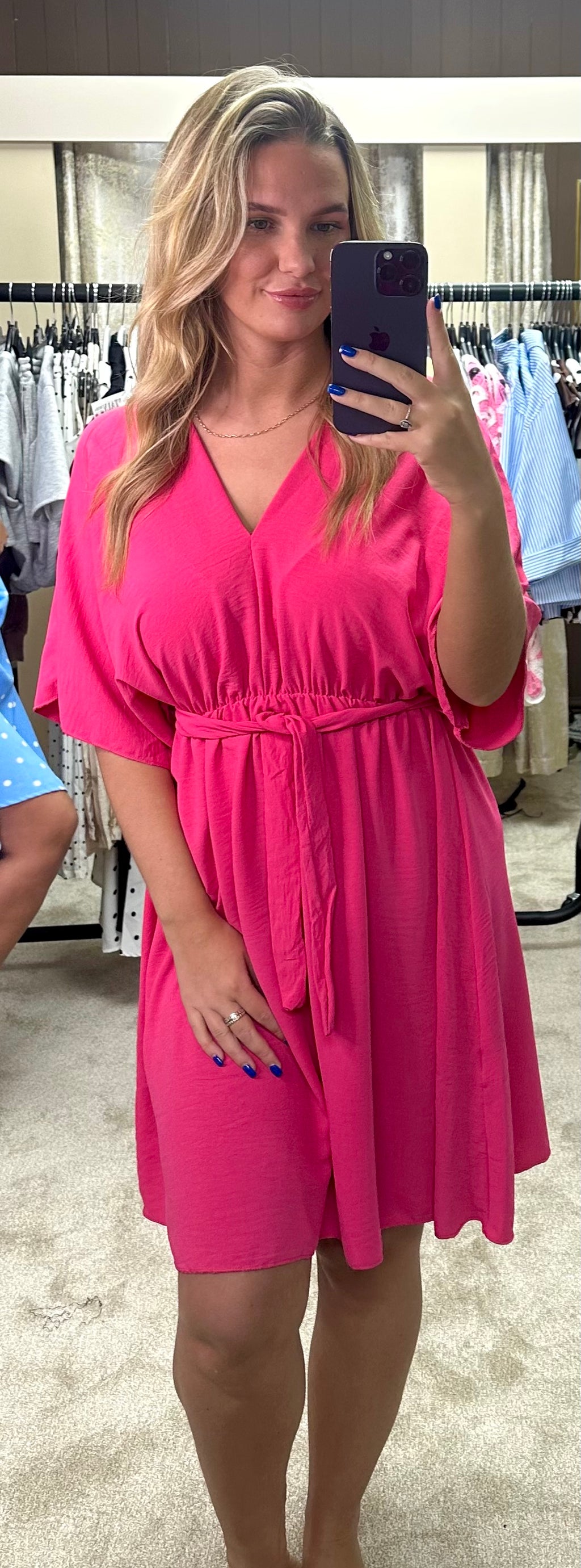 Angel Sleeve Elasticated Tie Waist Dress