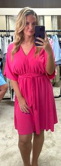 Angel Sleeve Elasticated Tie Waist Dress