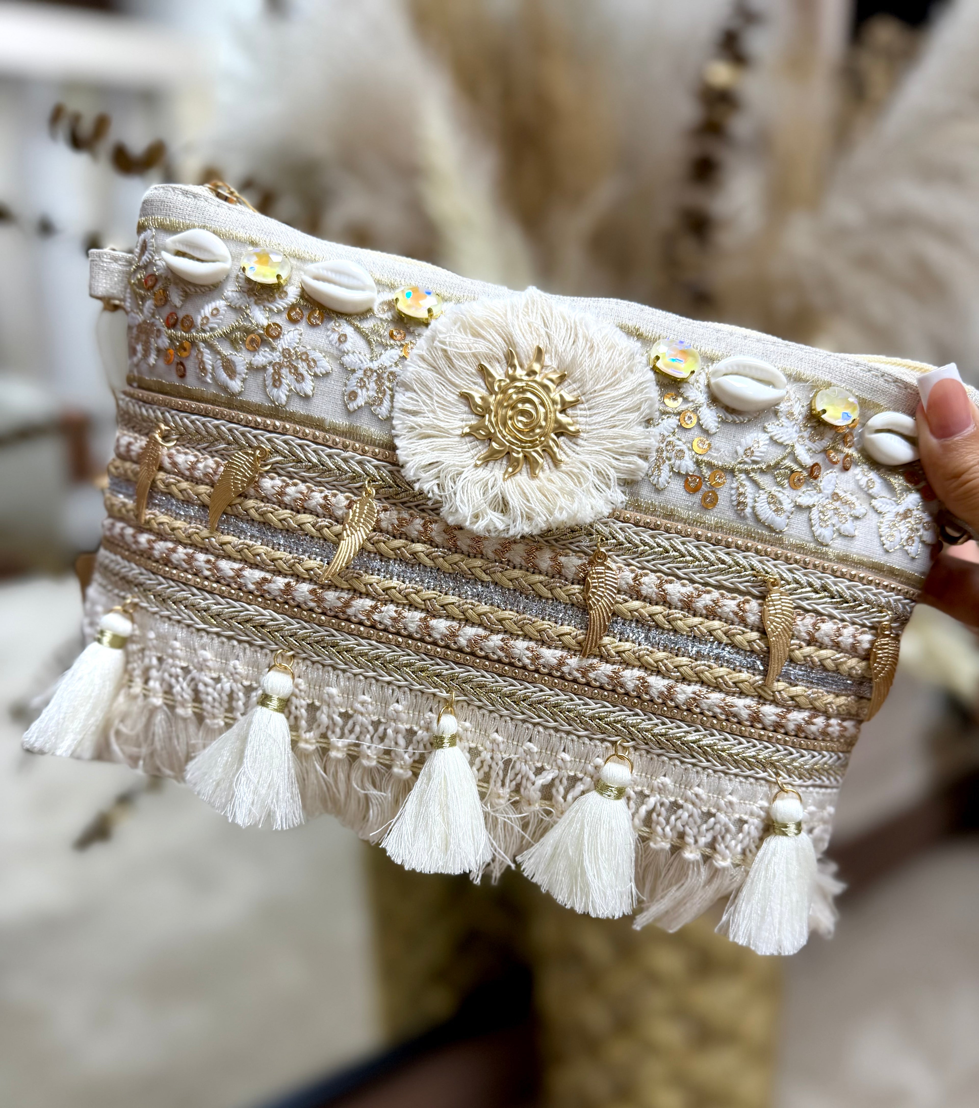 Embellished Boho Clutch Bag - Sunshine