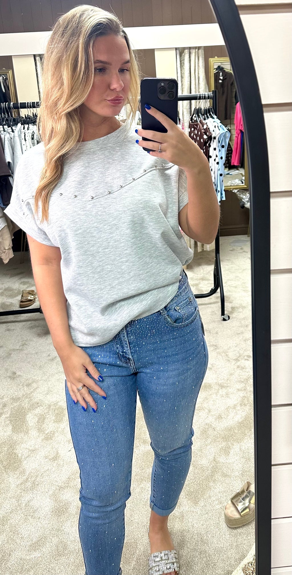 Diamanté Stretchy Mom Jeans