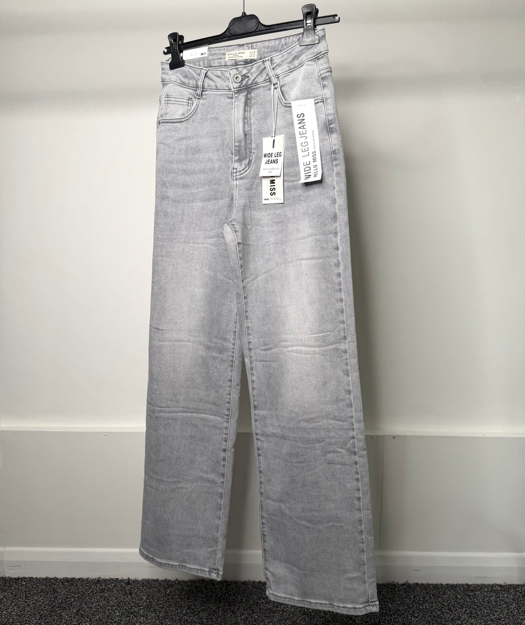Premium Denim Wide Leg Stretchy Jeans - Grey