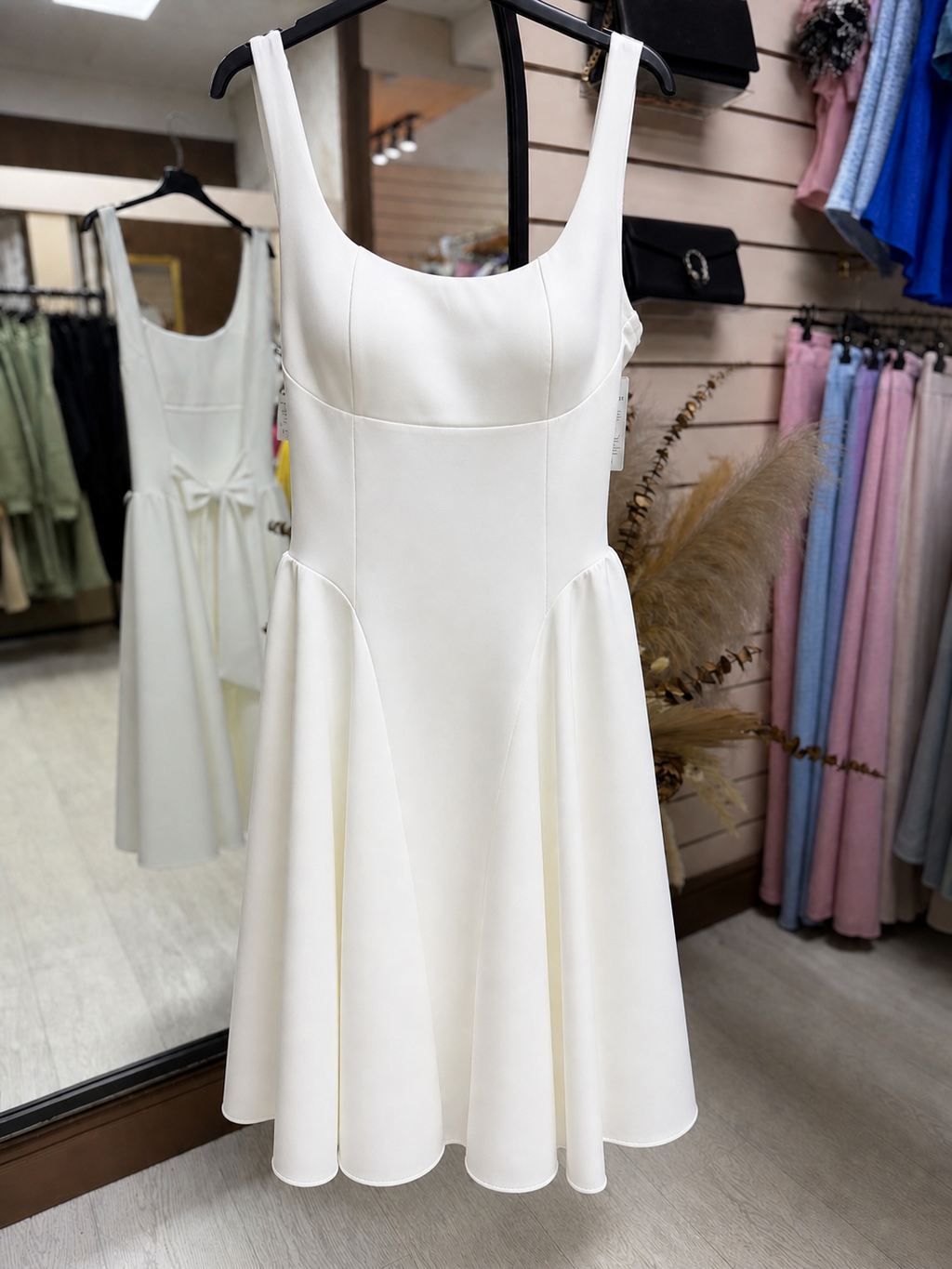 Fit & Flare Drop Waist Dress With Back Bow Detail