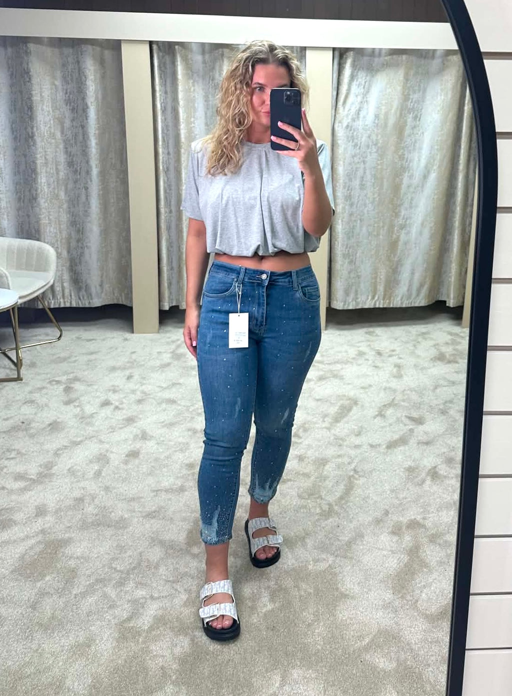 Diamanté Ripped Skinny Jeans