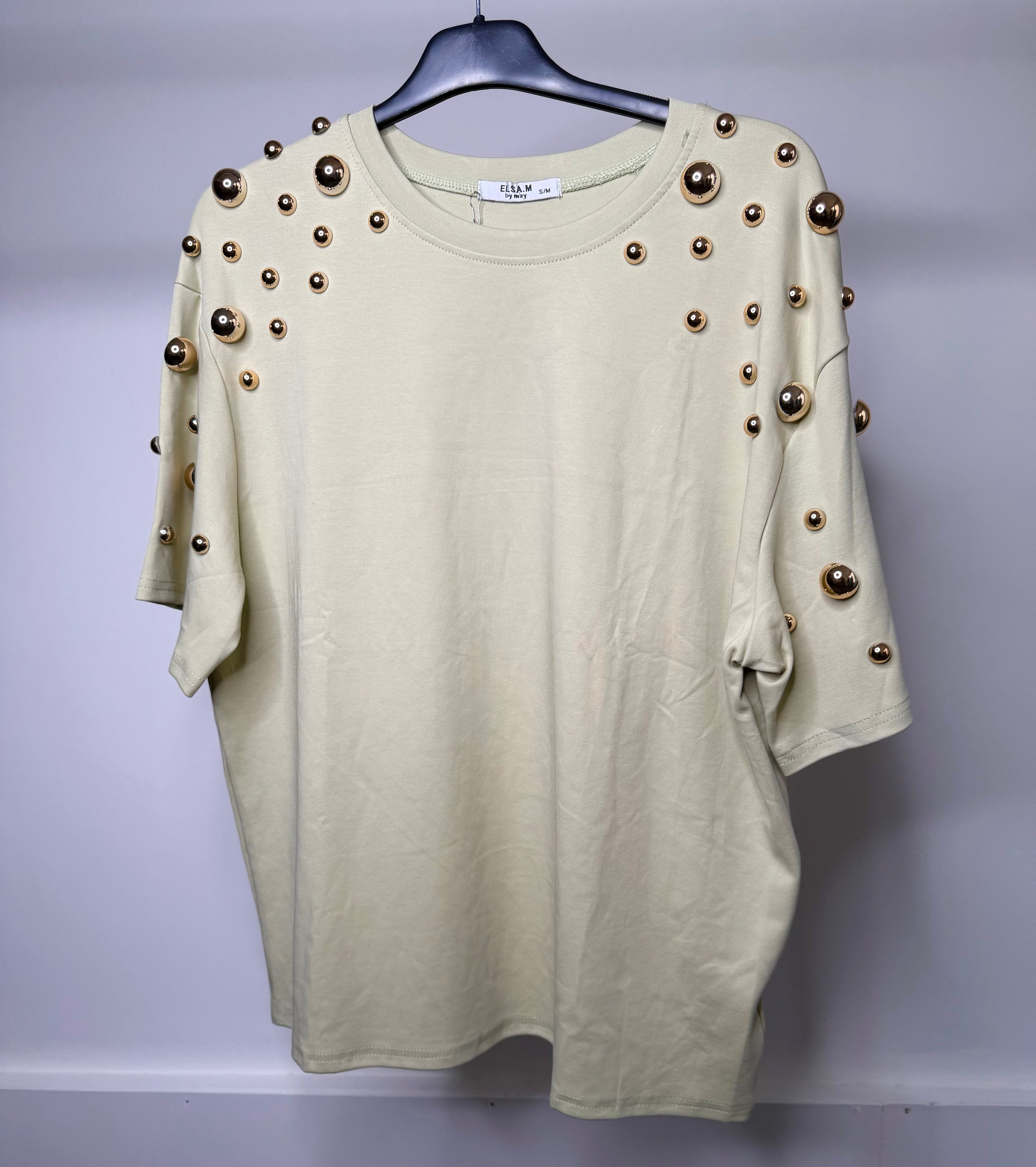 LUXE Stud Embellished Short Sleeve T-Shirt