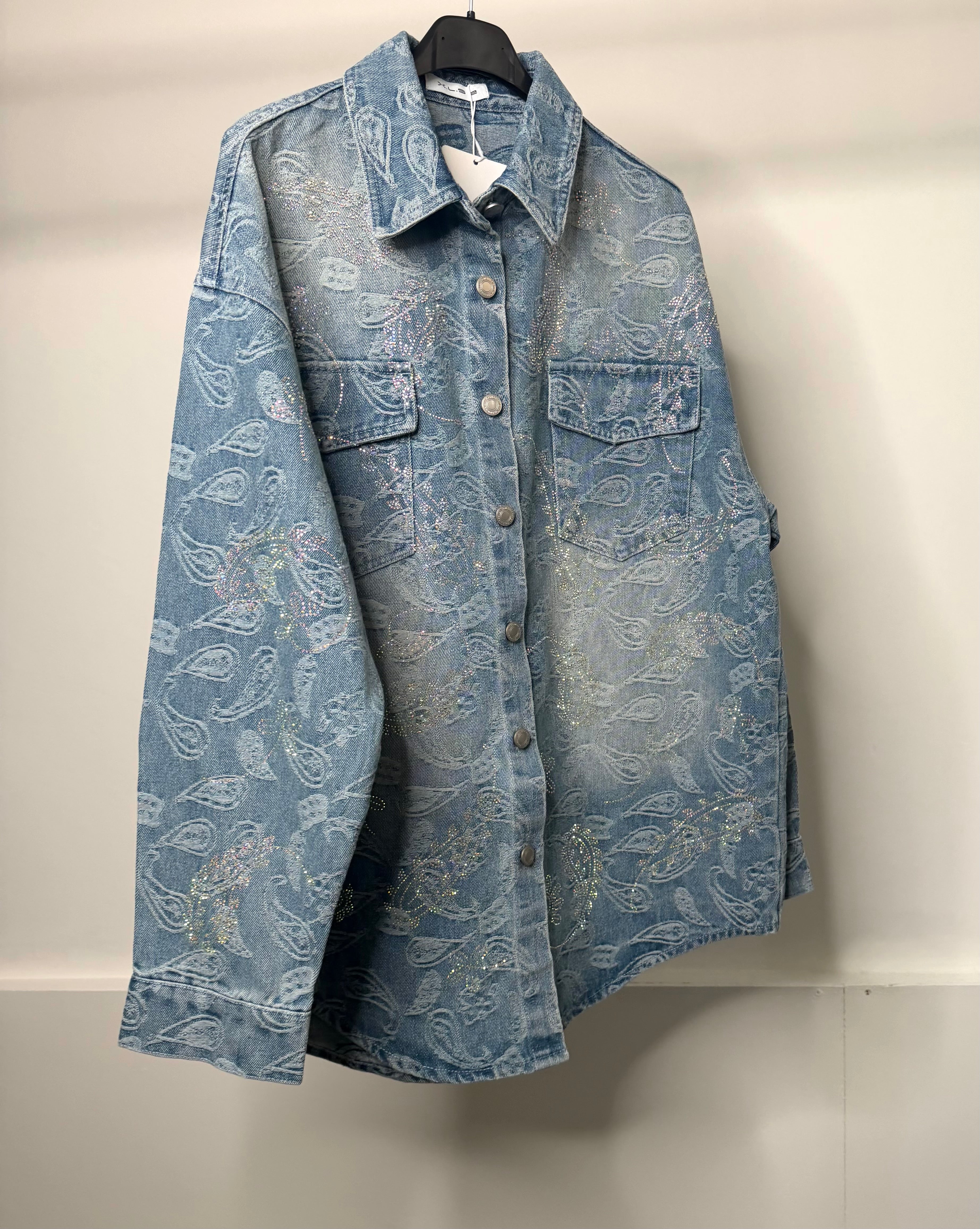 LUXE Oversized Diamanté Denim Jacket