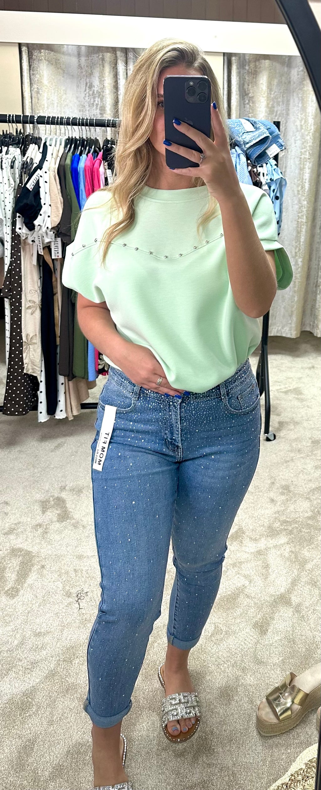 Oversized Scuba T-Shirt With Silver Stud Detail