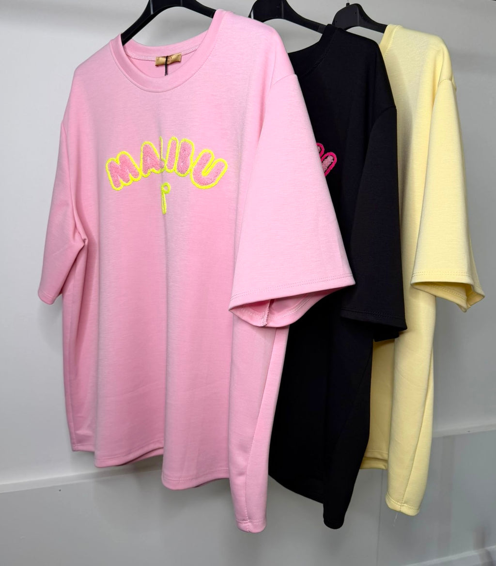 PLUS SIZE - Malibu Embroidered Super Soft Scuba T-Shirt