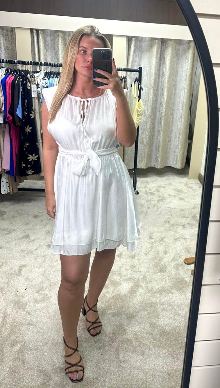 Shimmer Chiffon Tie Waist Layered Dress
