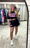 San Diego California Bubble Hem Cropped Top & Shorts Co Ord