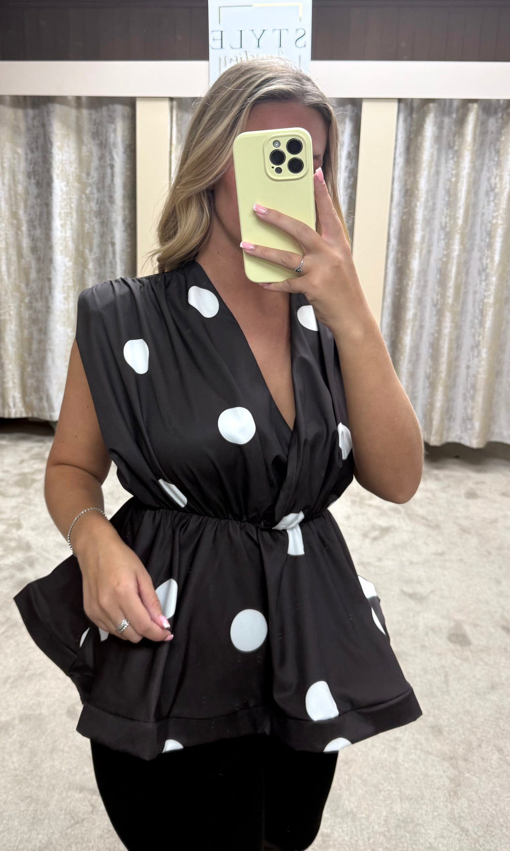 Fit & Flare Polka Dot Peplum Top