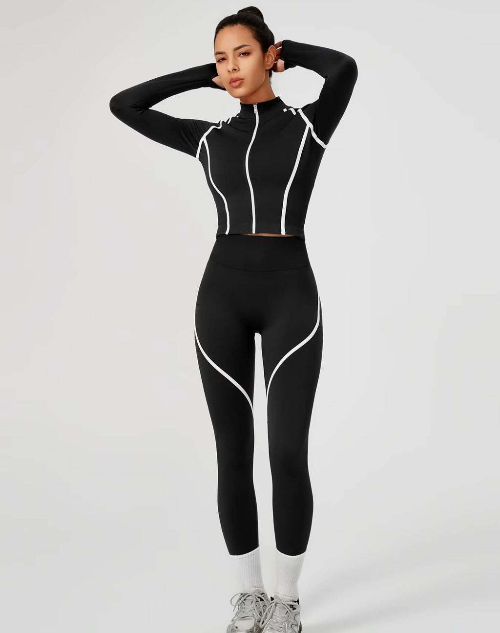 Body Sculpting White Detail Gym Set - Black