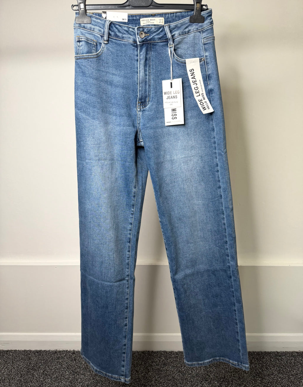 Premium Denim Wide Leg Stretchy Jeans - Dark Blue