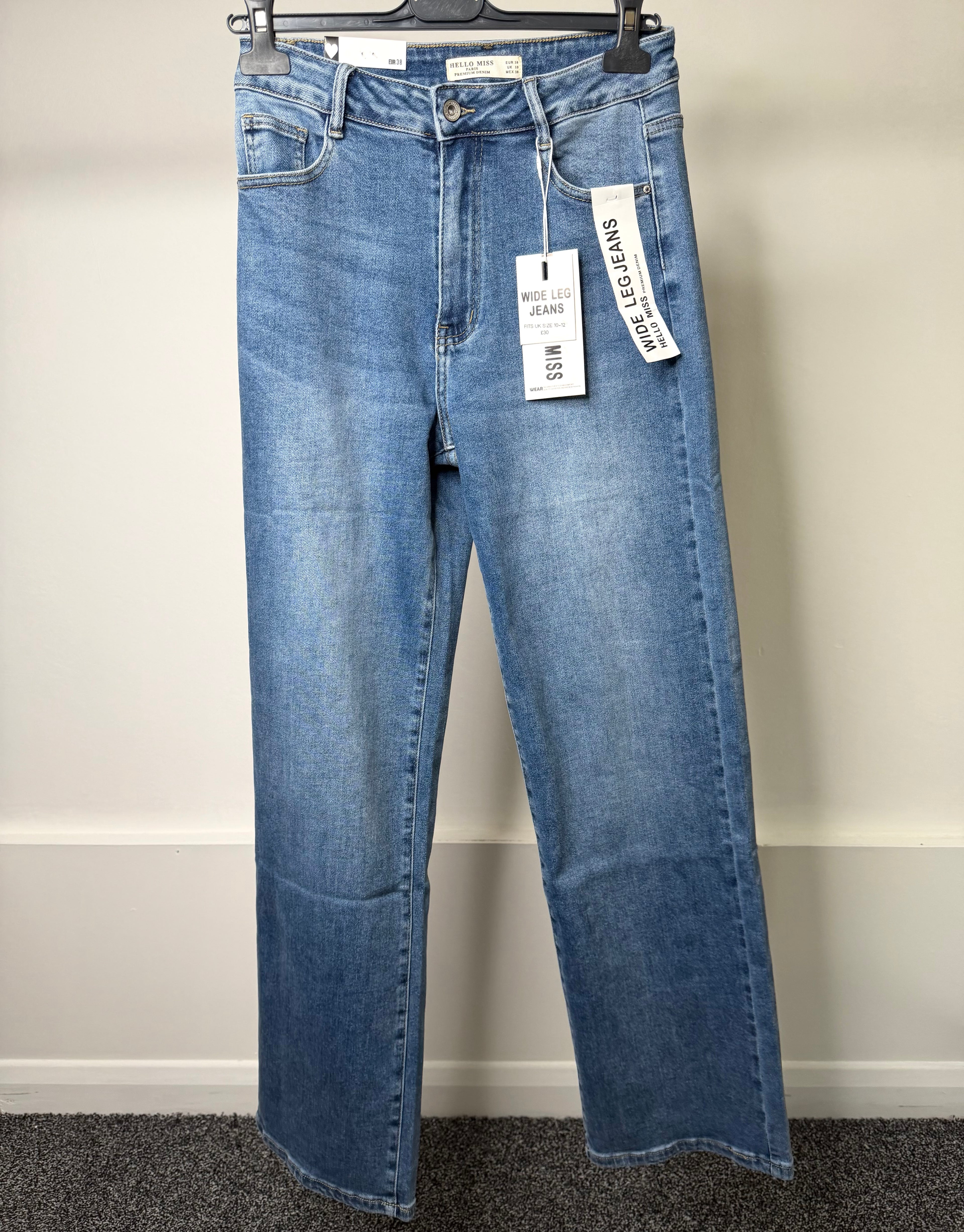 Premium Denim Wide Leg Stretchy Jeans - Dark Blue