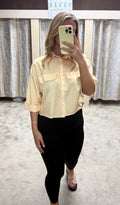 Lemon Pinstripe Cropped Oversized Shirt