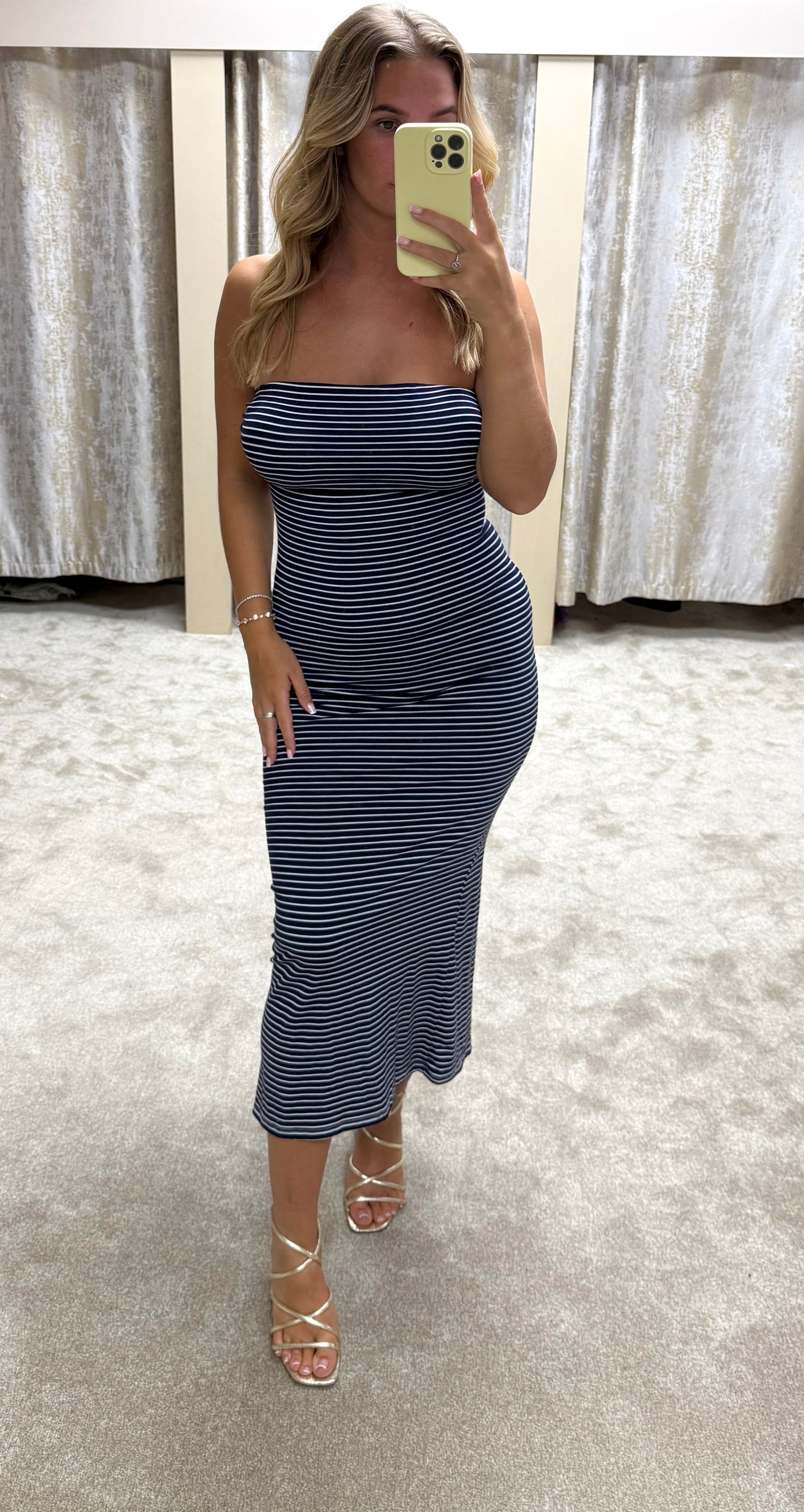 Bandeau Midi Bodycon Dress With Scrunch Bum Detail